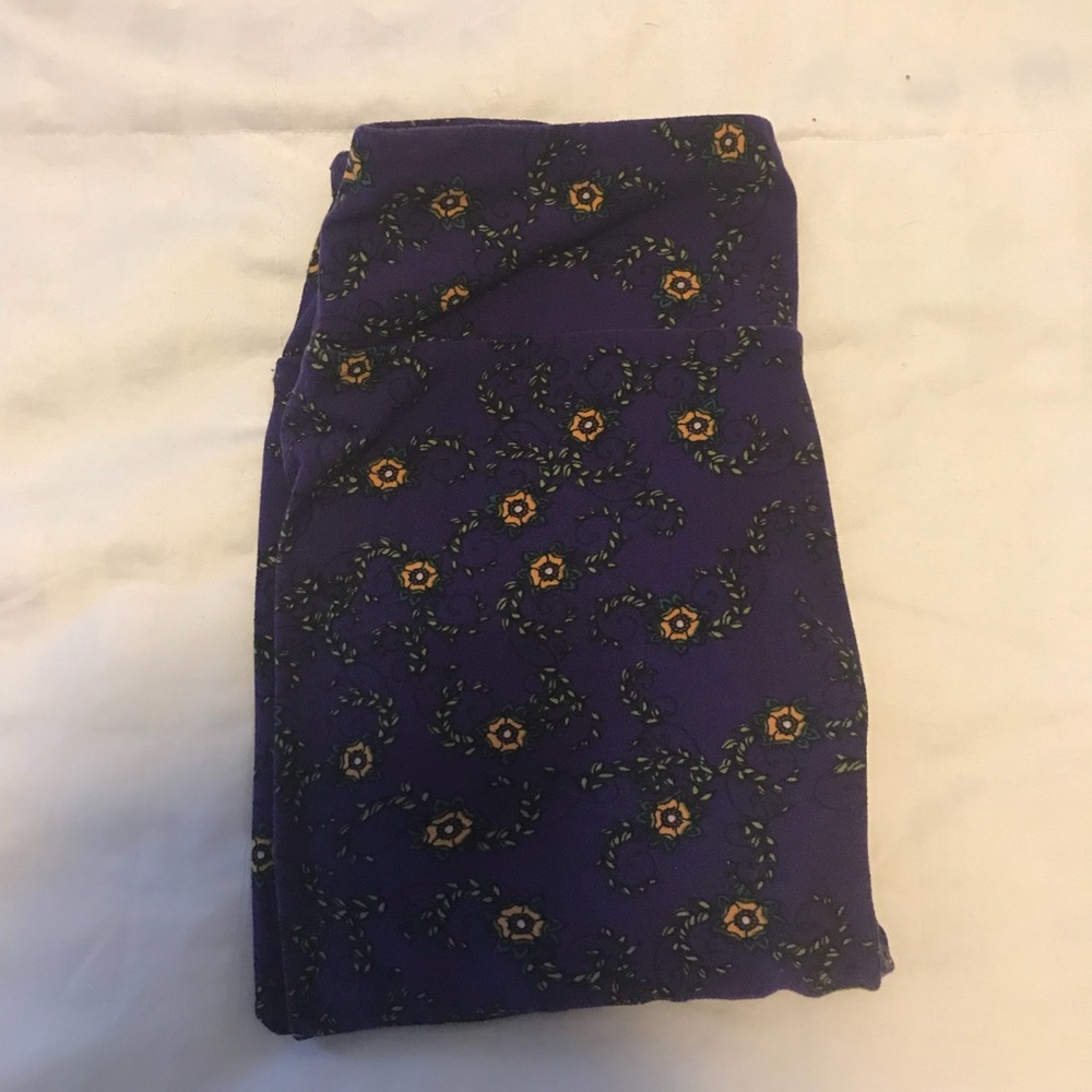 LLR leggings, purple with flowers OS